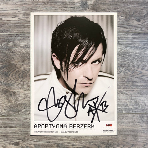 Apoptygma Berzerk Stephan headshot "You And Me Against The World"-era. Autographed!